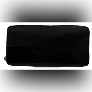 Lanvin Round Zip Long Puzzle Wallet Leather Black USED